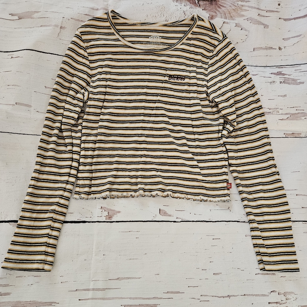 Dickies Juniors Long Sleeve Striped Top Size XL